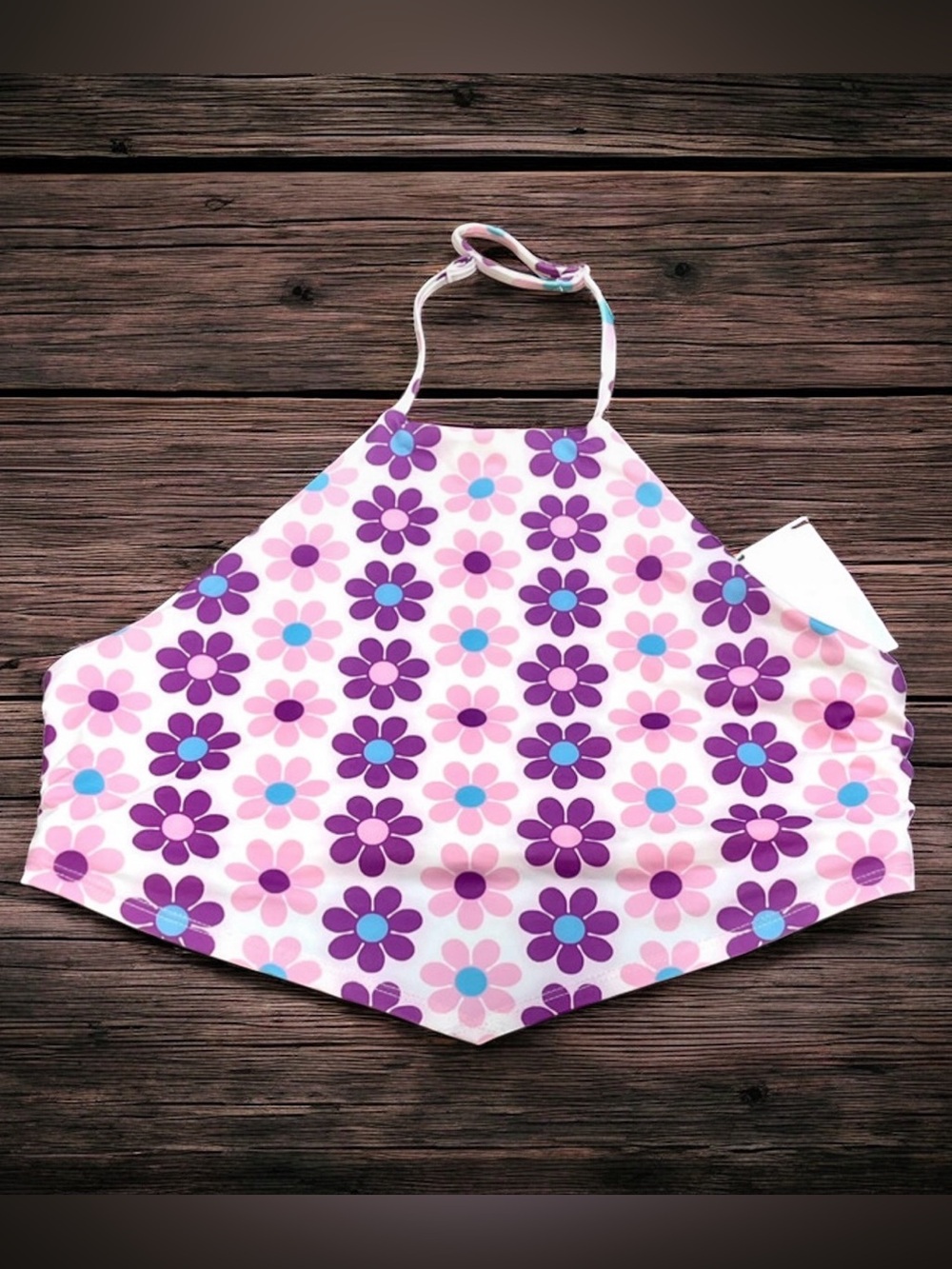 New Girls 14 pink hippie flower handkerchief style bikini top